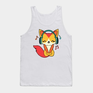 Happy fox with headphones Tank Top